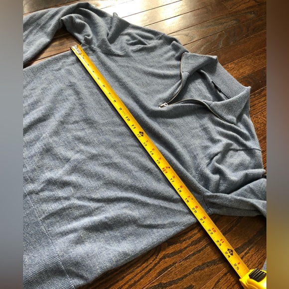 J. Crew Men’s L Heathered Blue 1/4 Zip Long-Sleeve Collared Wool-Blend Sweater - Picture 6 of 9